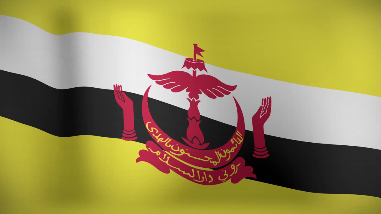 animación de la bandera en movimiento de brunei ondeando