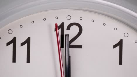 el reloj de pared blanco dice la hora de las doce.