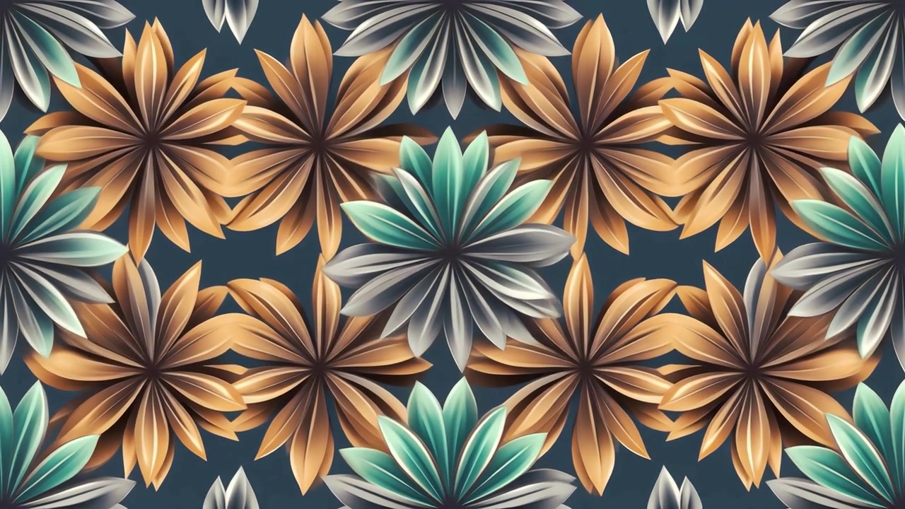 Abstract Floral Pattern Animation with Rotating Petals