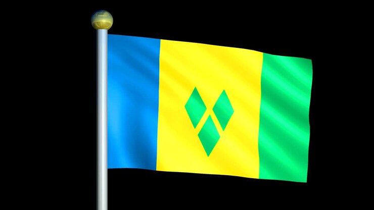 Große animierte Endlosschleifen-Flagge von St. Vincent und den Grenadinen