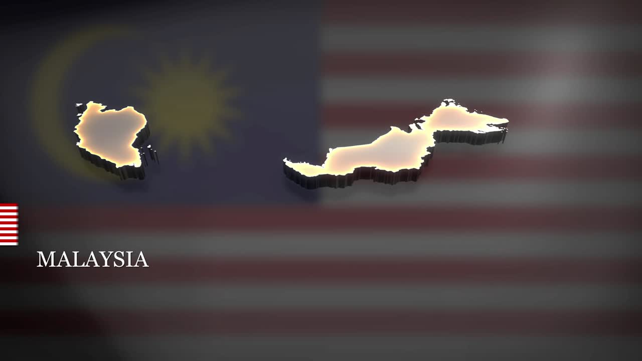 말레이시아의 3d 애니메이션 지도