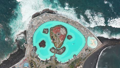 aerial view. martianez pools and lake in puerto de la cruz, of tenerife