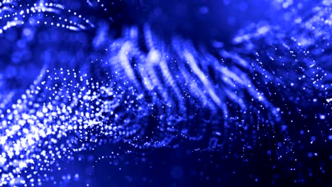 3d blue background with fantastic luminous particles. looped 3d animation with depth of field, light effects. modern digital background. point field 21