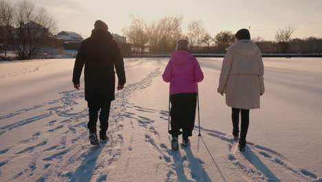 personas caminando por un lago congelado en invierno