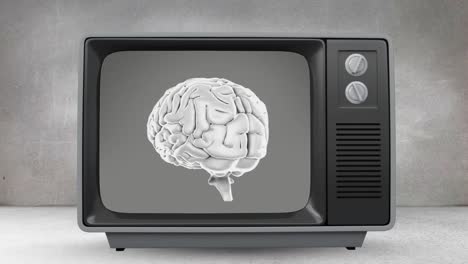 Fernseher-Mit-Rotierendem-Gehirn-Auf-Dem-Bildschirm