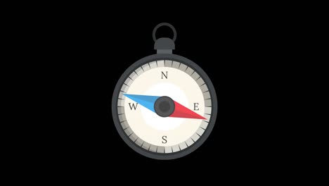 cartoon compass. loop animation in alpha channel. 4k resolution.