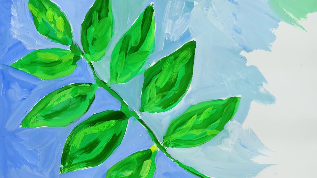 ガッシュで木の枝を描く。タイムラプス