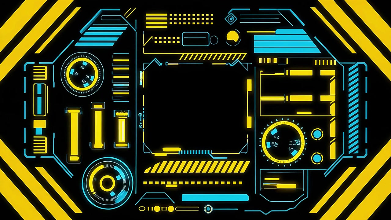 Animated High-Tech HUD Display with Abstract Geometric Graphics