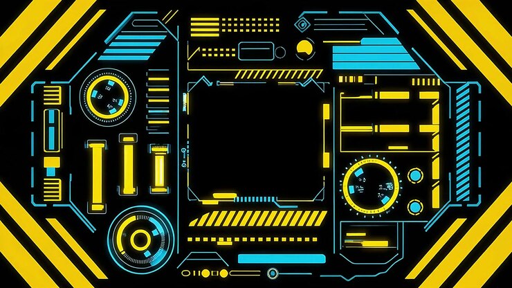 Animated High-Tech HUD Display with Abstract Geometric Graphics