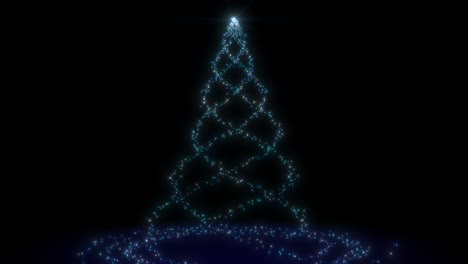 partículas de árbol de año nuevo rayas de luz azul en forma de animación de navidad abstracta vacaciones de invierno 4k