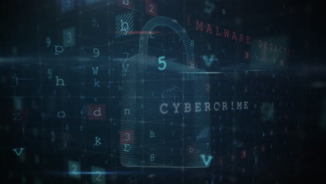animación del candado de seguridad y procesamiento de datos sobre el fondo de la marina
