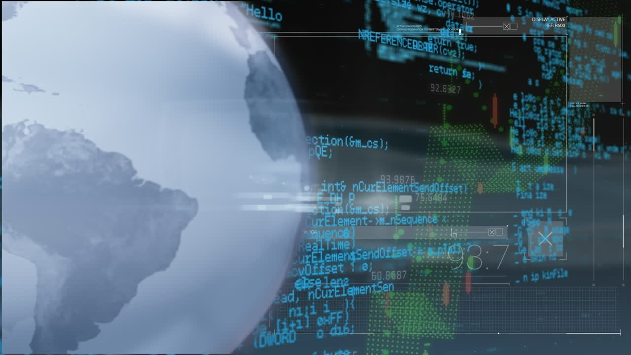 Animation of statistics and data processing over globe