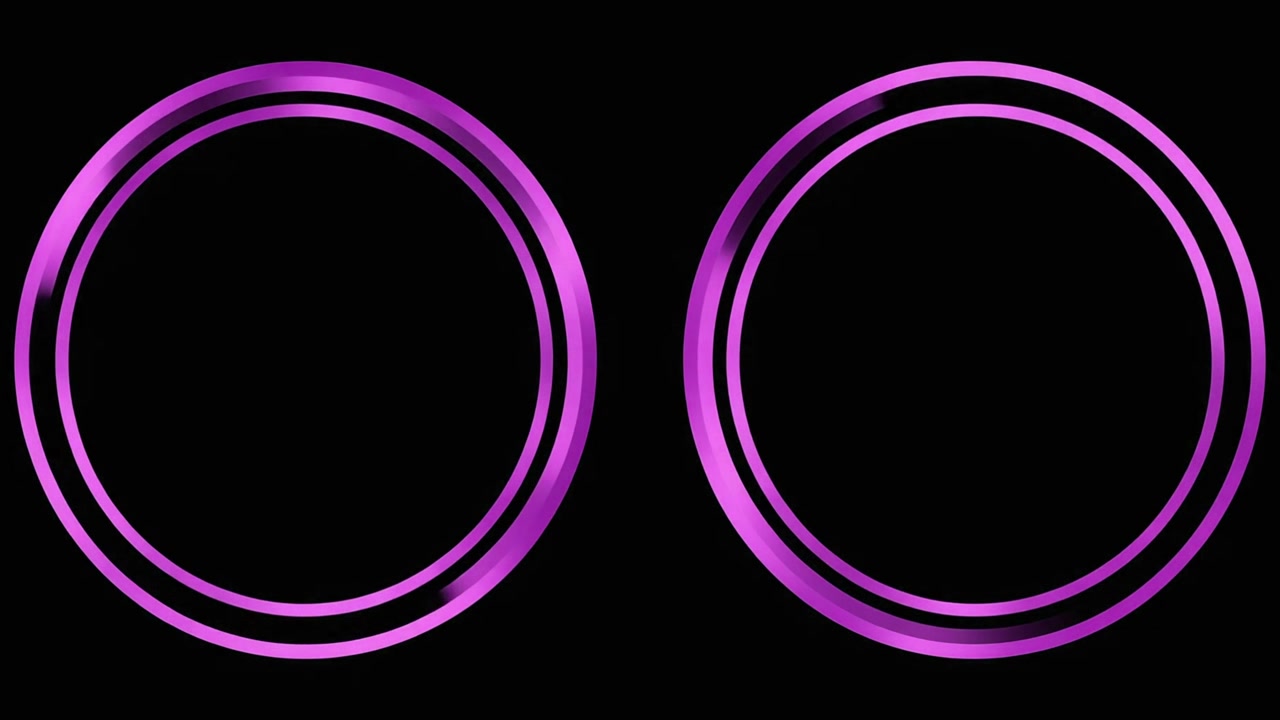 Due Anelli Viola Luminosi Pulsanti su Sfondo Nero