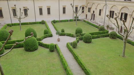 green garden in ducal palace, palazzo ducale di mantova in mantua, lombardy, italy