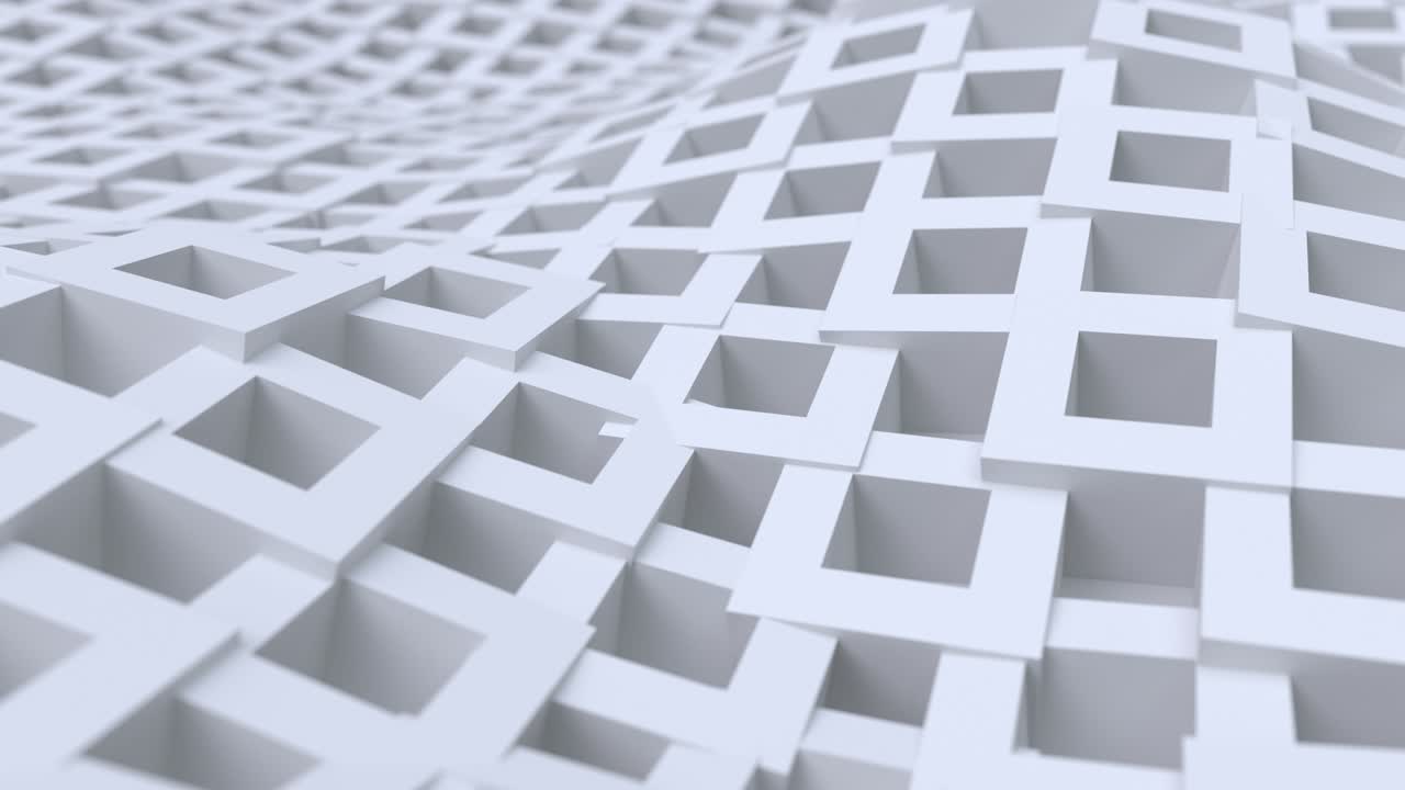 Abstract background with white moving cubic surface.