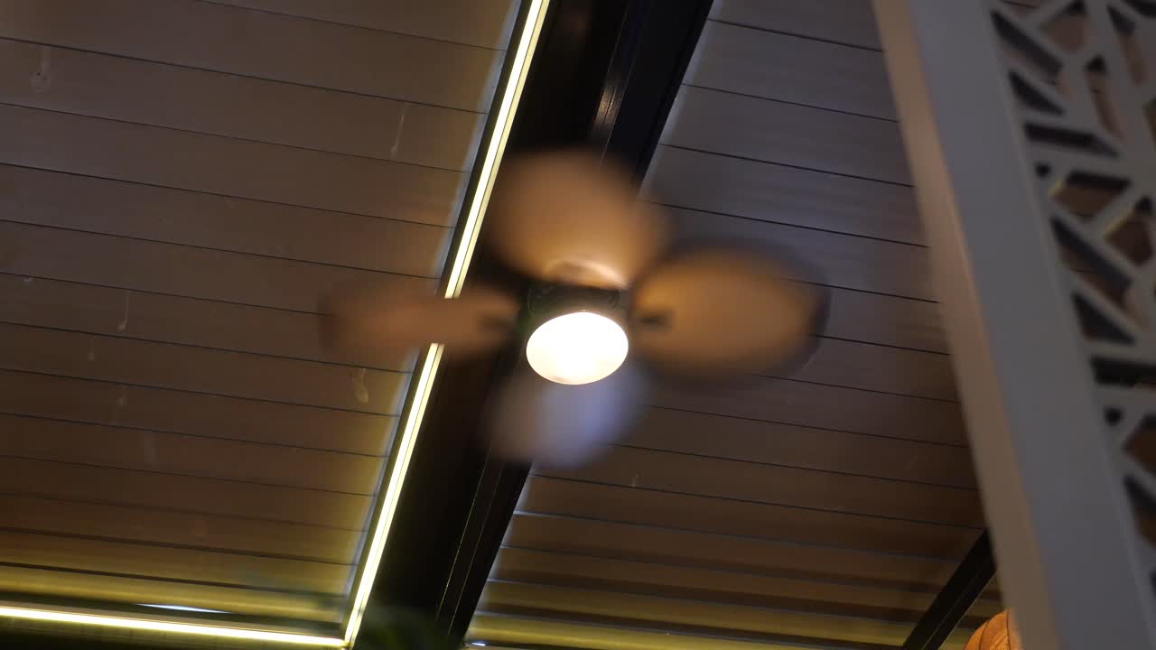 Ceiling fan in a modern restaurant or patio area