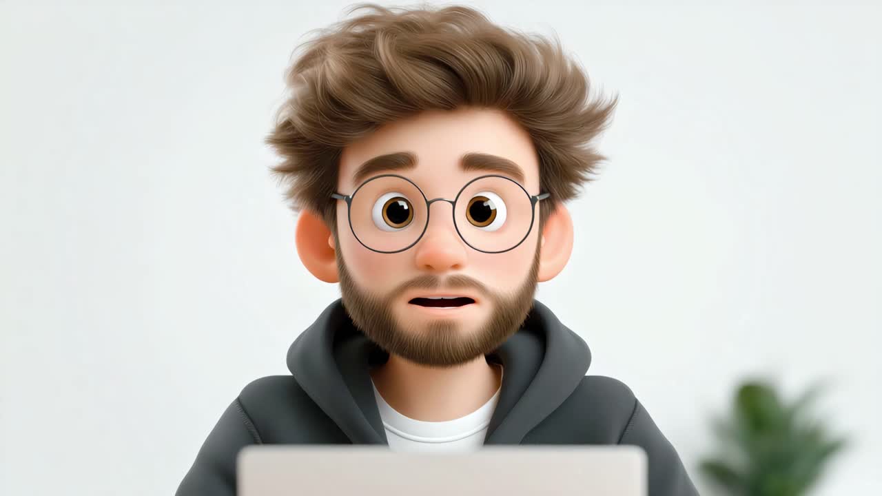Cartoon man with surprised expression