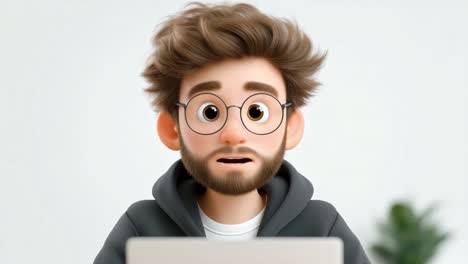 cartoon man with surprised expression