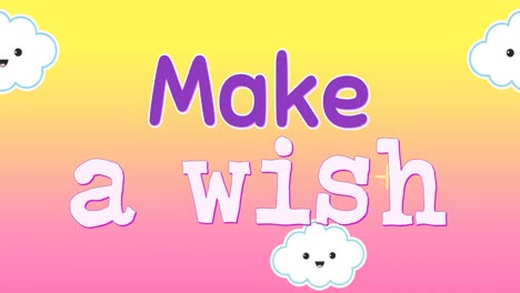 animation of word make a wish appearing 4k