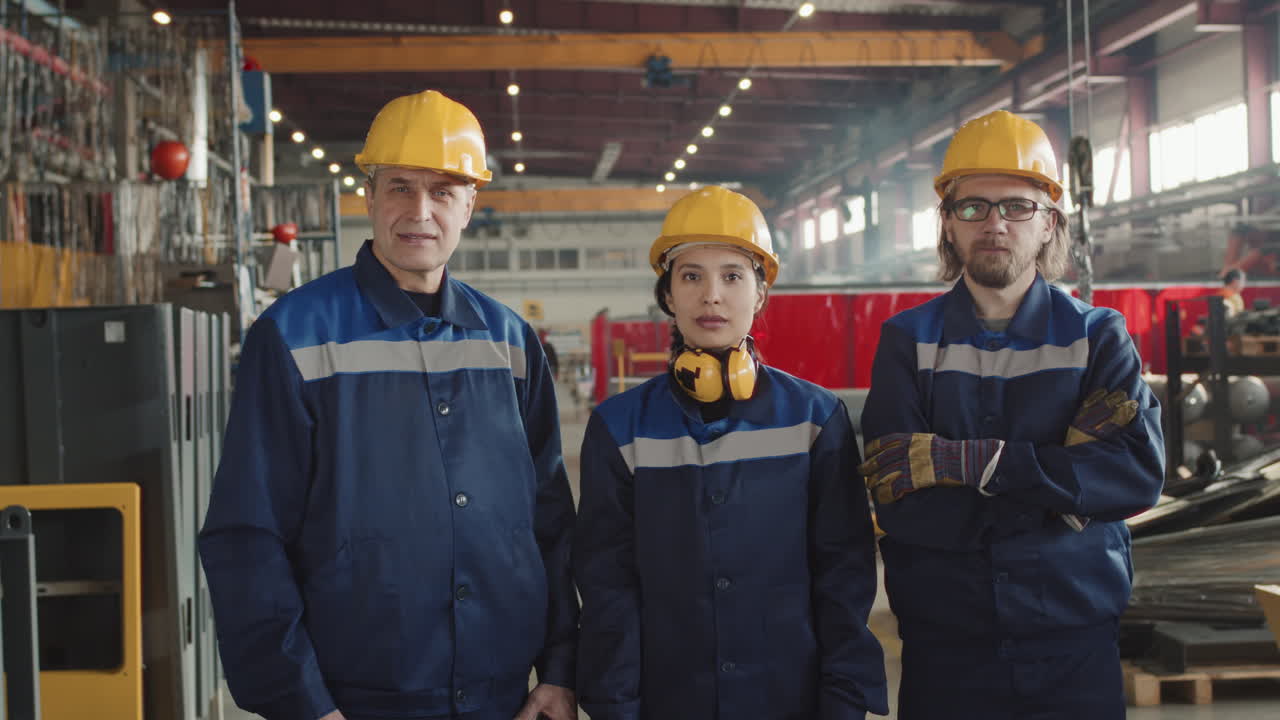 Portrait Of Plant Workers Posing For Camera