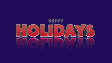 cartoon happy holidays text on purple gradient