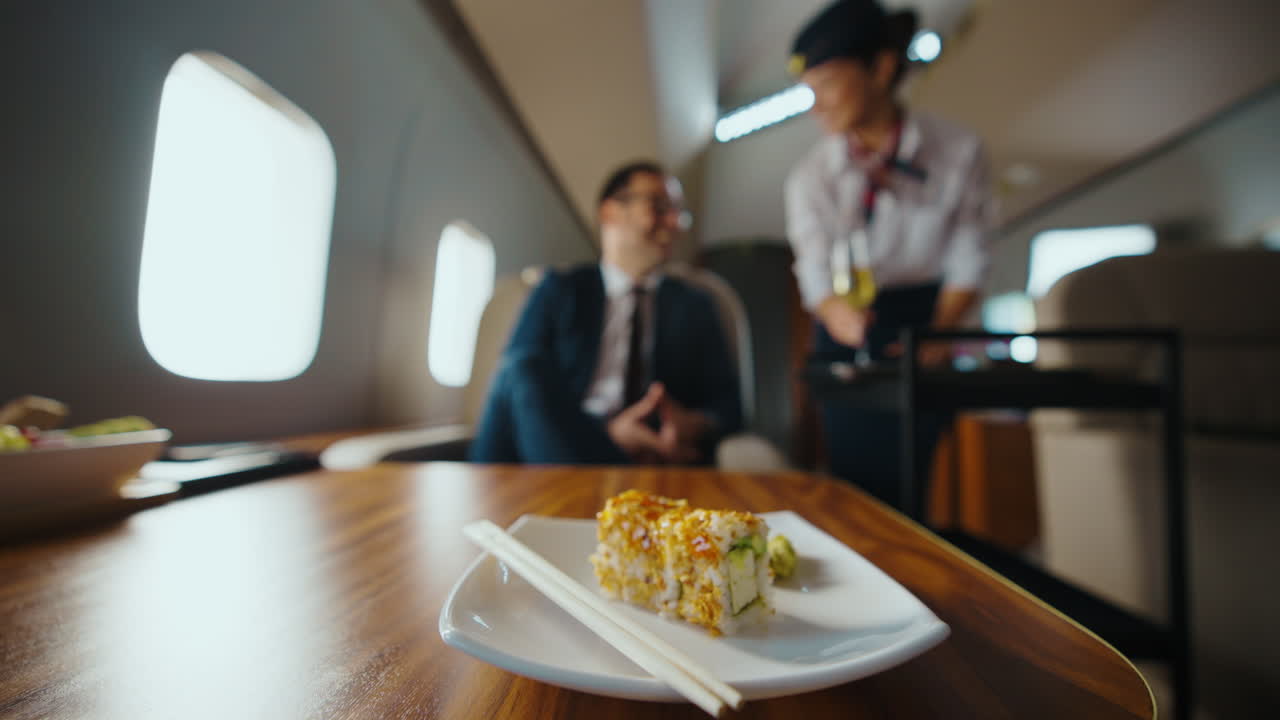Sushi and Wine in a Private Jet