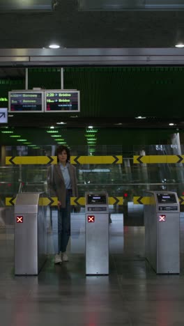 woman at a train station