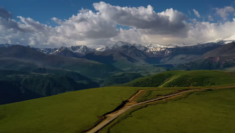 elbrus region. flying over a highland plateau. beautiful landscape of nature.