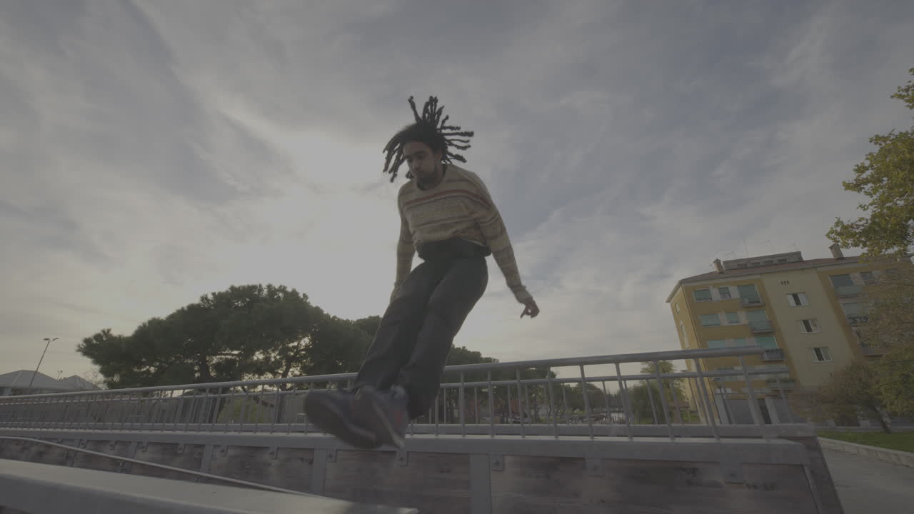 Man Performing Parkour Jump