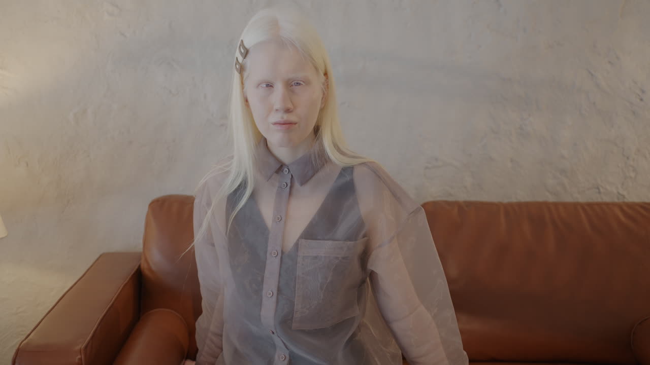 Portrait of a Woman with Blonde Hair and Pale Skin