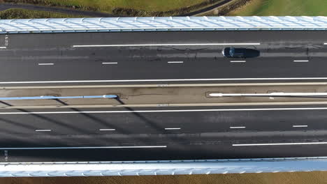 vertical view of a highway close to high drone shot. millau viaduct