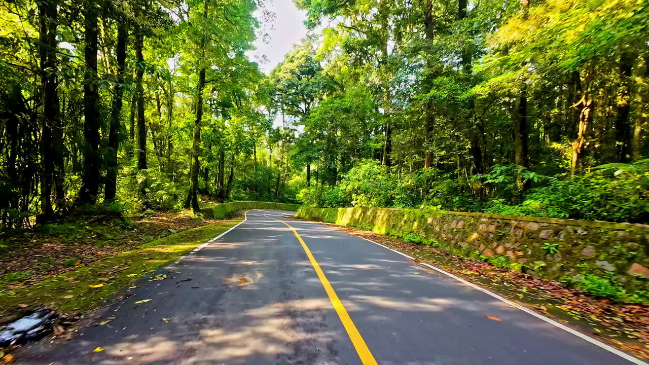 Traveling On The Road Around Mount Rinjani National Park In Lombok, Indonesia. POV