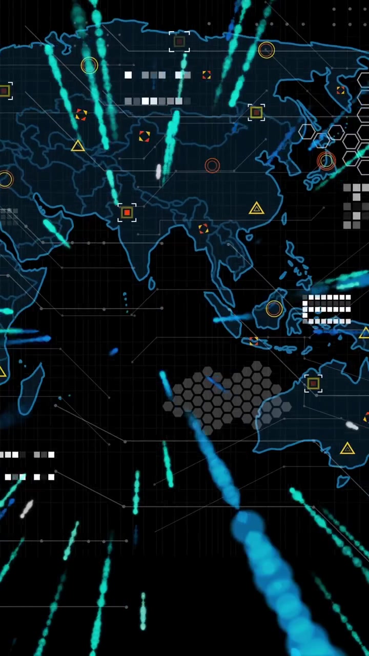 Animation of scanners and data processing over world map