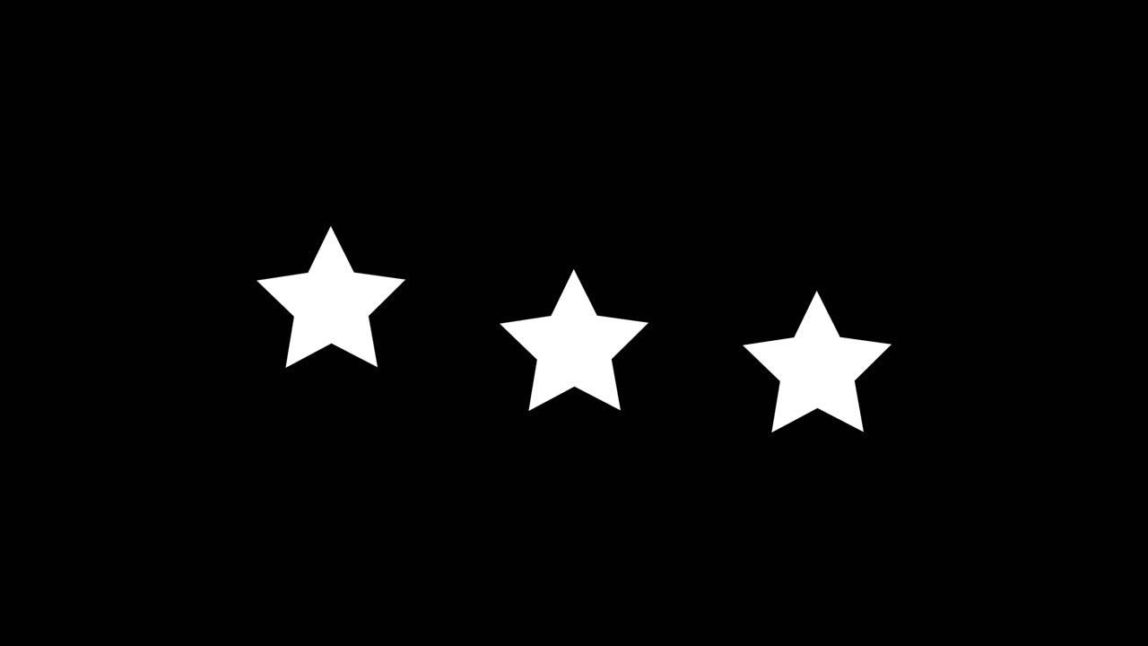 Animated Three White Stars on Black Background
