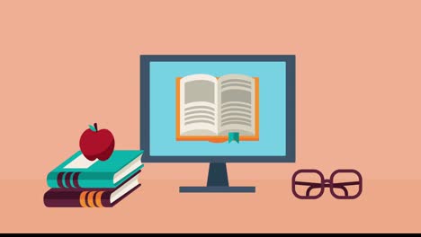 suministros de libros de texto con ebook y animación de aprendizaje electrónico de apple