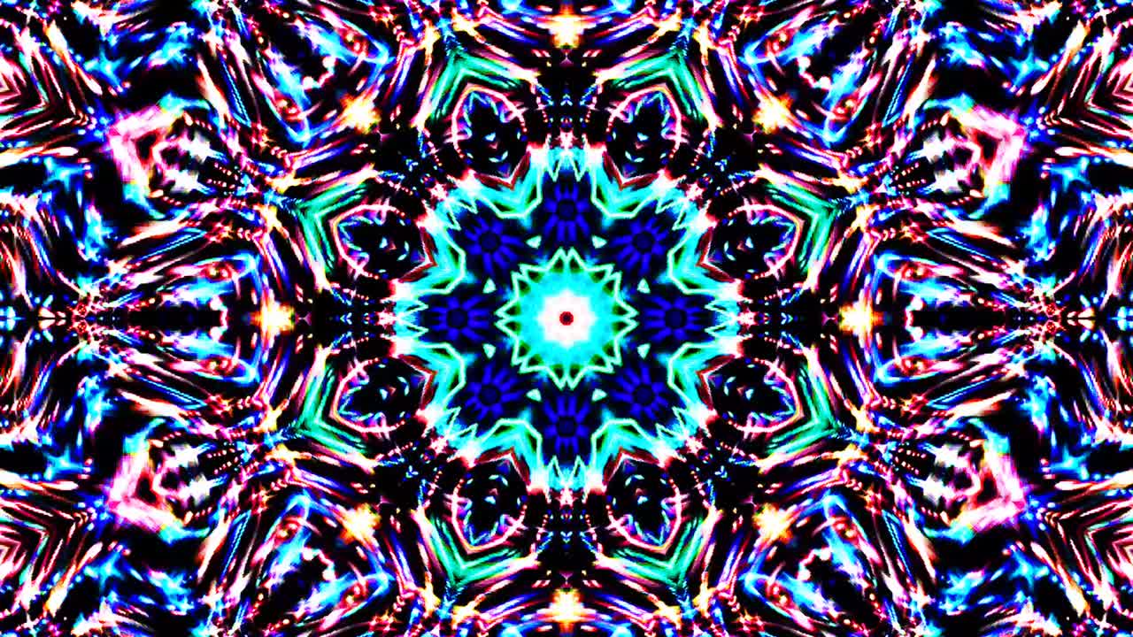 líneas coloridas ondas brillantes forma de flor fondo caleidoscopio resumen