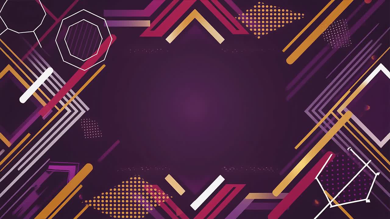 Abstract Geometric Shapes Moving on a Purple Background