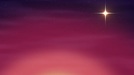 Fantasy-purple-sky-with-gold-star-and-sparkles-in-night