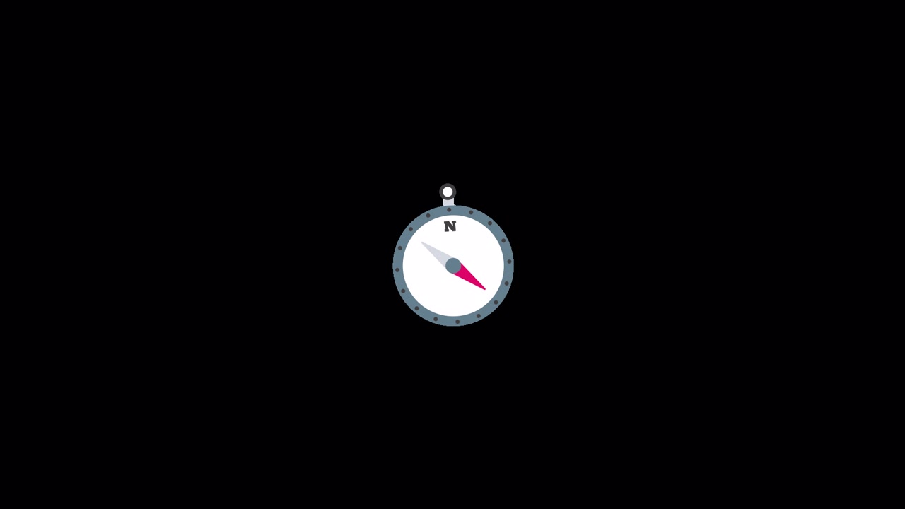 Animated Compass Needle Spinning and Pointing North