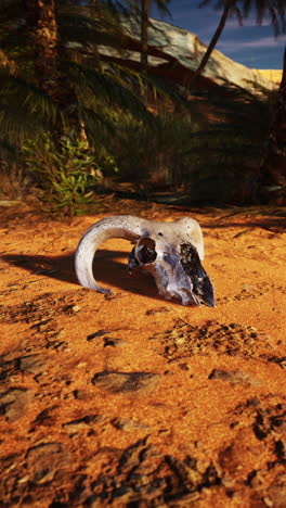 a ram skull in the desert