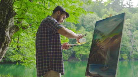 Malermalerei-Konzentrierte-Sich-Auf-Die-Natur.