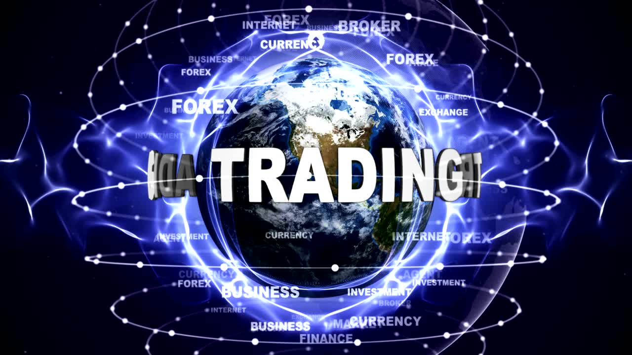 키워드와 함께 텍스트 애니메이션과 지구를 거래하는 루프