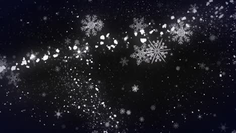 animation of star and snowflakes in black space