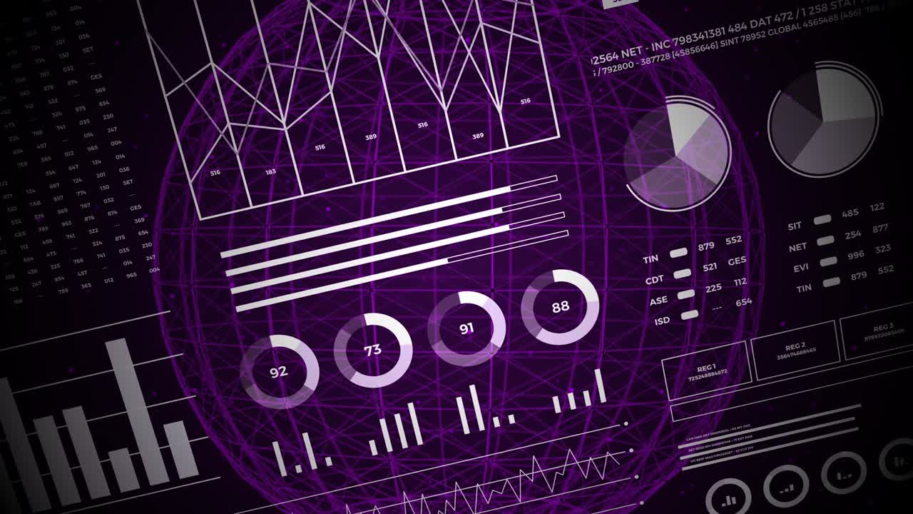 Data and report statistics, animation with graph diagrams.