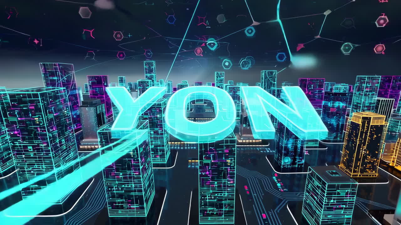 미래의 사이버 크 도시 풍경