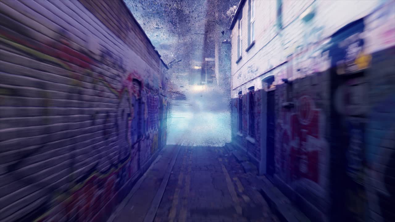 callejón urbano abstracto por la noche