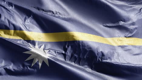 nauru textile flag waving on the wind loop. naursky banner swaying on the breeze. fabric textile tissue. full filling background. 10 seconds loop.