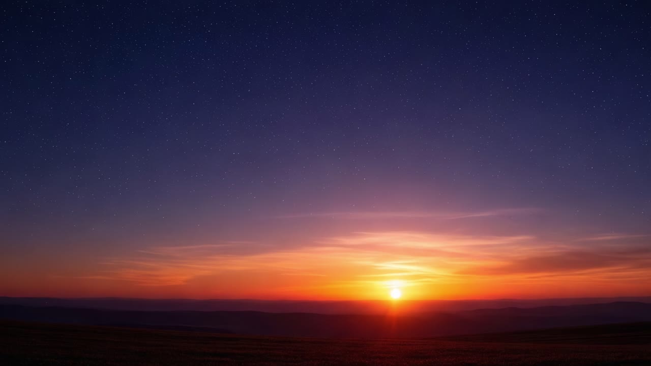 Captivating Sunset Over Rolling Hills: A Serene Display of Nature's Beauty at Dusk