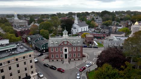 aerial newport rhode island courthouse and churches