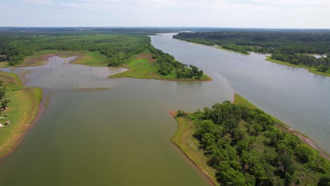 aerial footage of plowman creek park on lake whitney in texas